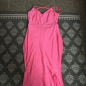 Elegant Pink Gown with Rhinestone Accents